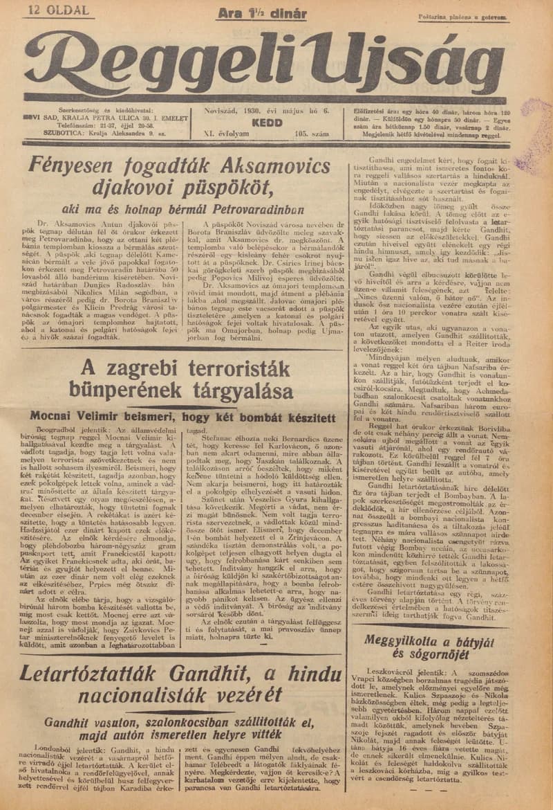 Reggeli Újság, 11. évf. 1930. május 6. 105. sz.