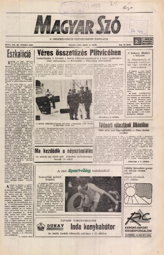 Magyar Szó, 48. évf. 1991. április 1. 89. sz. 1–24. oldal