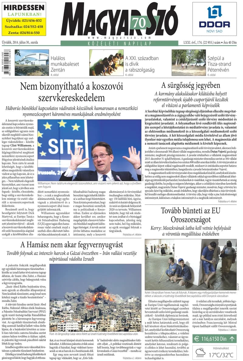 Magyar Szó, 71. évf. 2014. július 30. 174. sz. 1–16. oldal