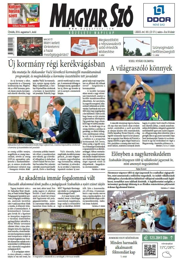 Magyar Szó, 73. évf. 2016. augusztus 9. 183. sz. 1–20. oldal