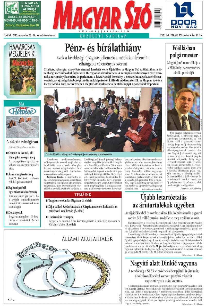 Magyar Szó, 70. évf. 2013. november 23. – 24. 274. sz. 1–44. oldal