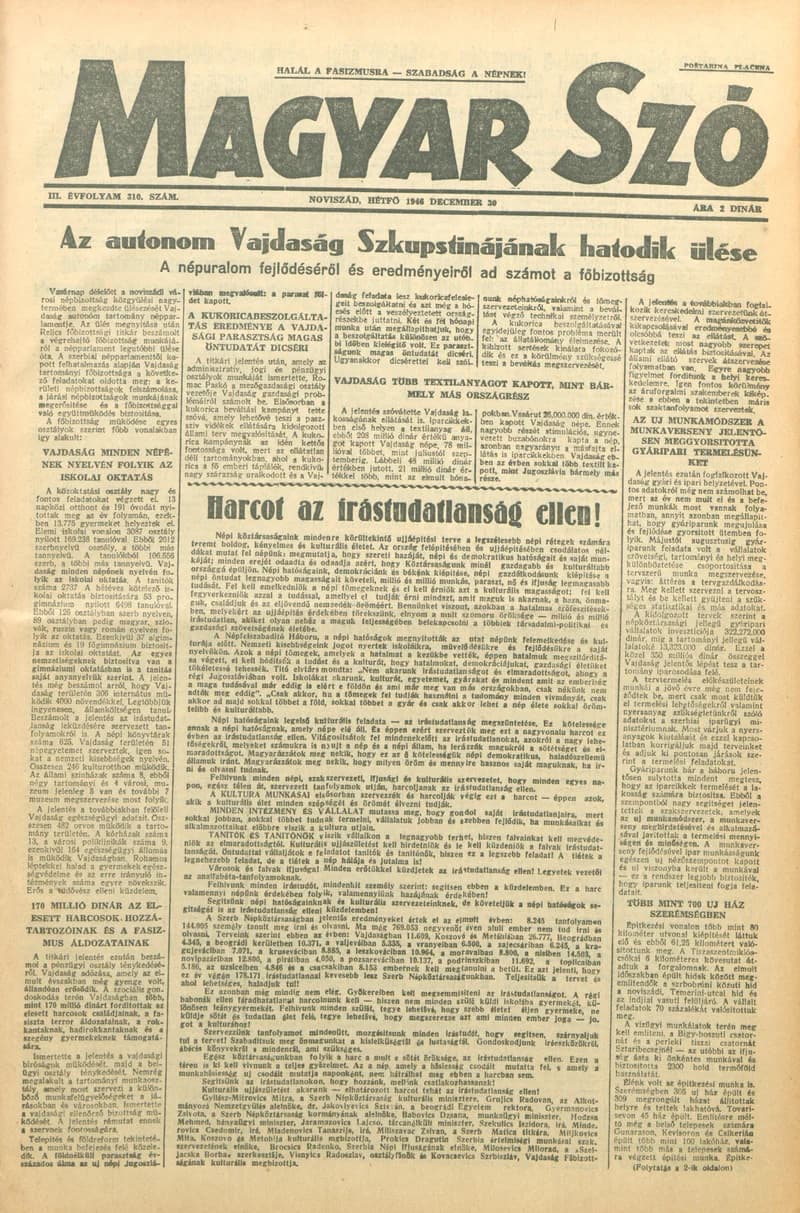 Magyar Szó, 3. évf. 1946. december 30. 310. sz. 1–4. oldal