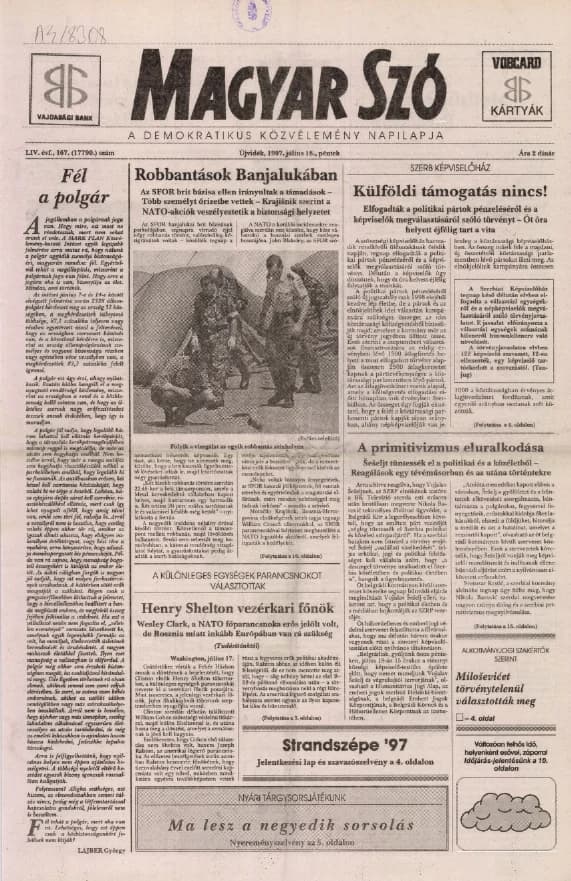Magyar Szó, 54. évf. 1997. július 18. 167. sz. 1–16. oldal