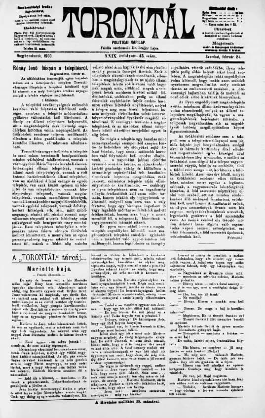 Torontál, 29. évf. 1900. február 24. 45. sz.