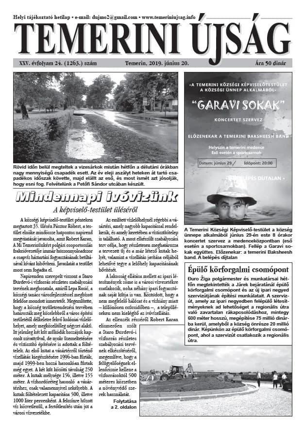 Temerini Újság, 25. évf. 2019. június 20. 24. sz.