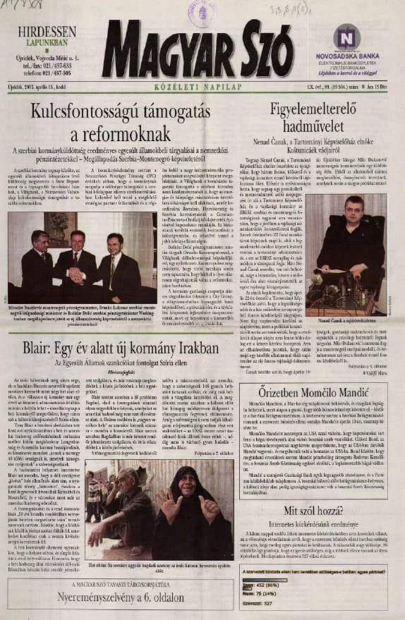 Magyar Szó, 60. évf. 2003. április 15. 89. sz. 1–16. oldal