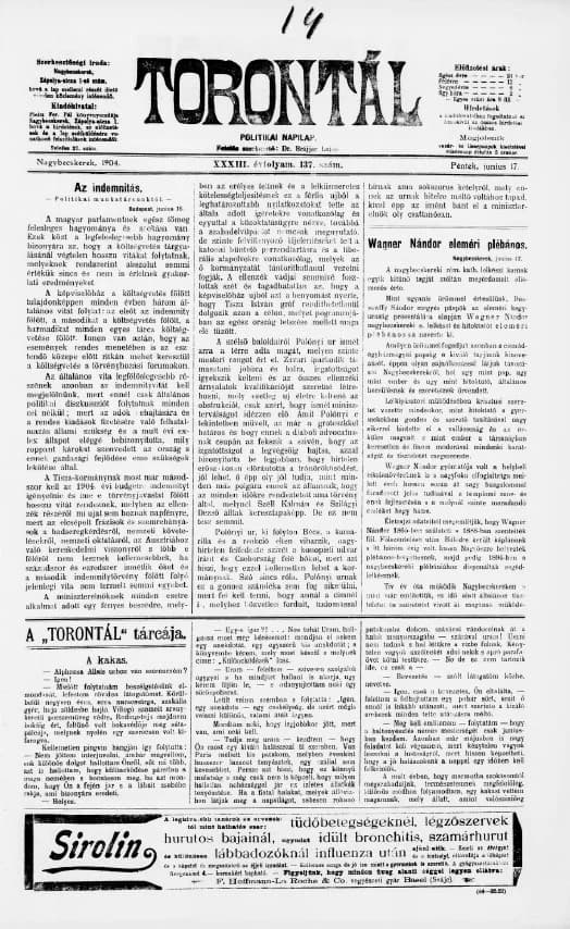 Torontál, 33. évf. 1904. június 17. 137. sz.