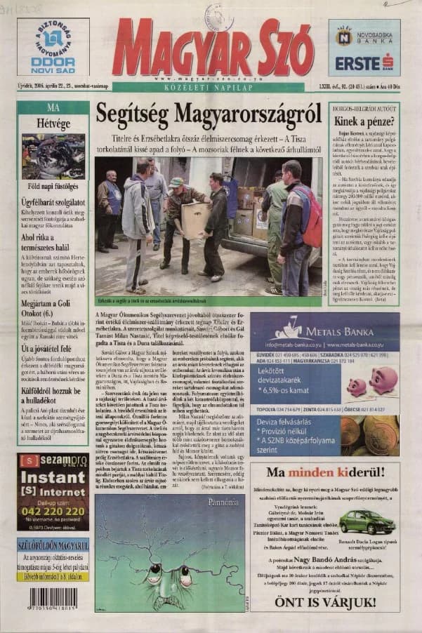 Magyar Szó, 63. évf. 2006. április 22. – 23. 92. sz. 1–28. oldal