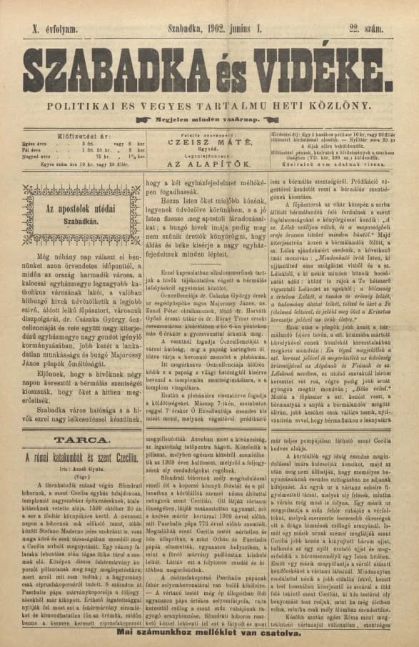Szabadka és vidéke II, 10. évf. 1902. június 1. 22. sz.