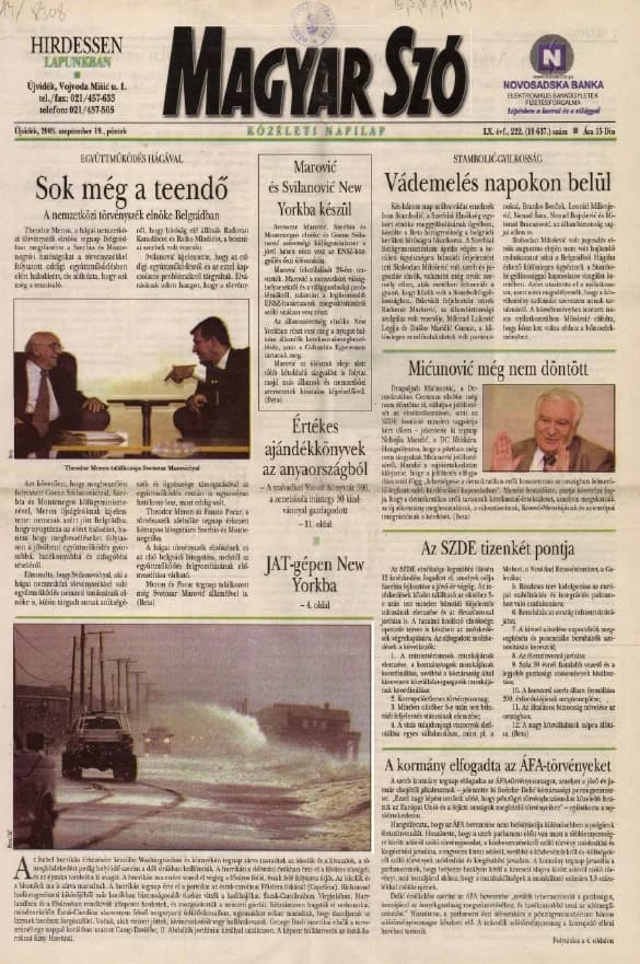 Magyar Szó, 60. évf. 2003. szeptember 19. 222. sz. 1–16. oldal