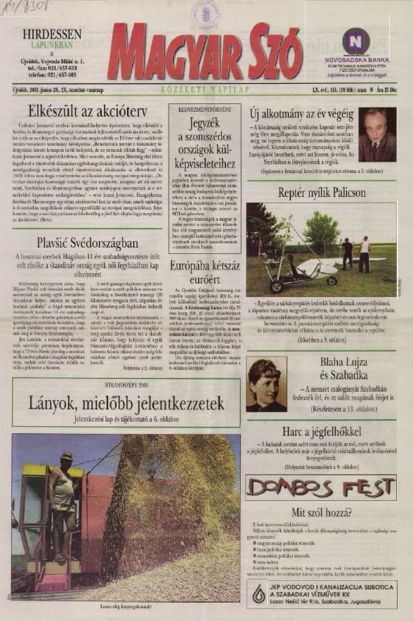 Magyar Szó, 60. évf. 2003. június 28. – 29. 151. sz. 1–36. oldal