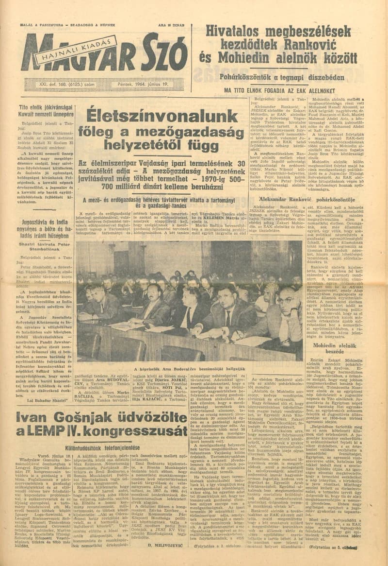 Magyar Szó, 21. évf. 1964. június 19. 168. sz. 1–12. oldal
