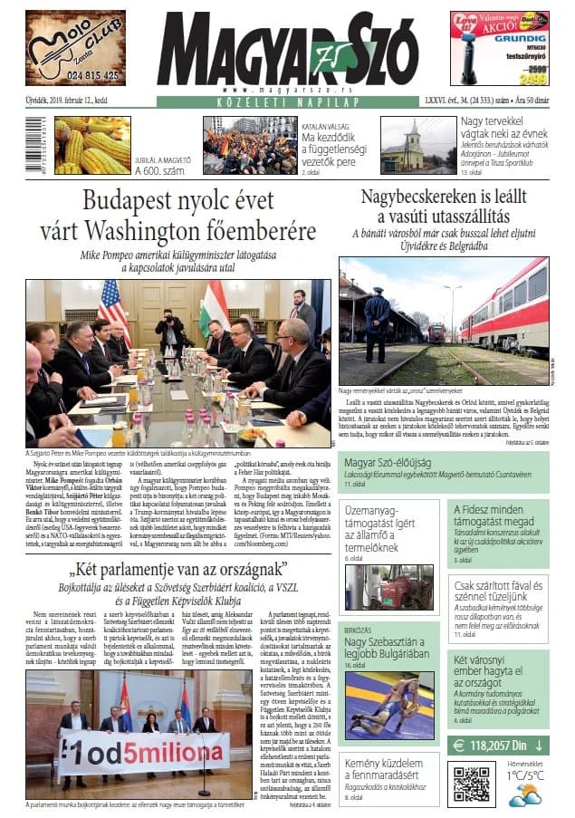 Magyar Szó, 76. évf. 2019. február 12. 34. sz. 1–20. oldal