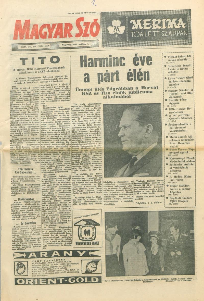 Magyar Szó, 24. évf. 1967. október 1. 270. sz. 1–24. oldal