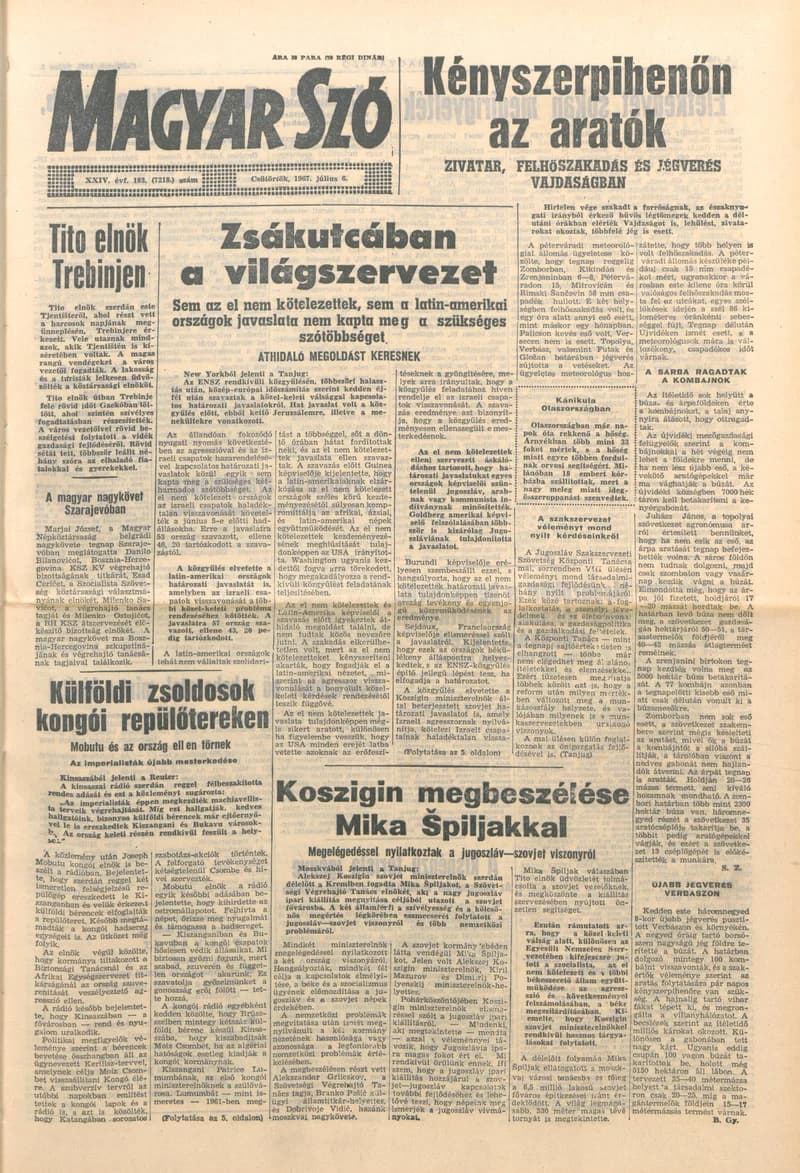 Magyar Szó, 24. évf. 1967. július 6. 183. sz. 1–12. oldal