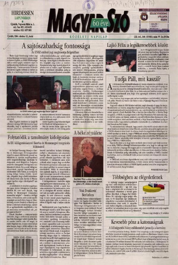 Magyar Szó, 61. évf. 2004. október 12. 240. sz. 1–20. oldal