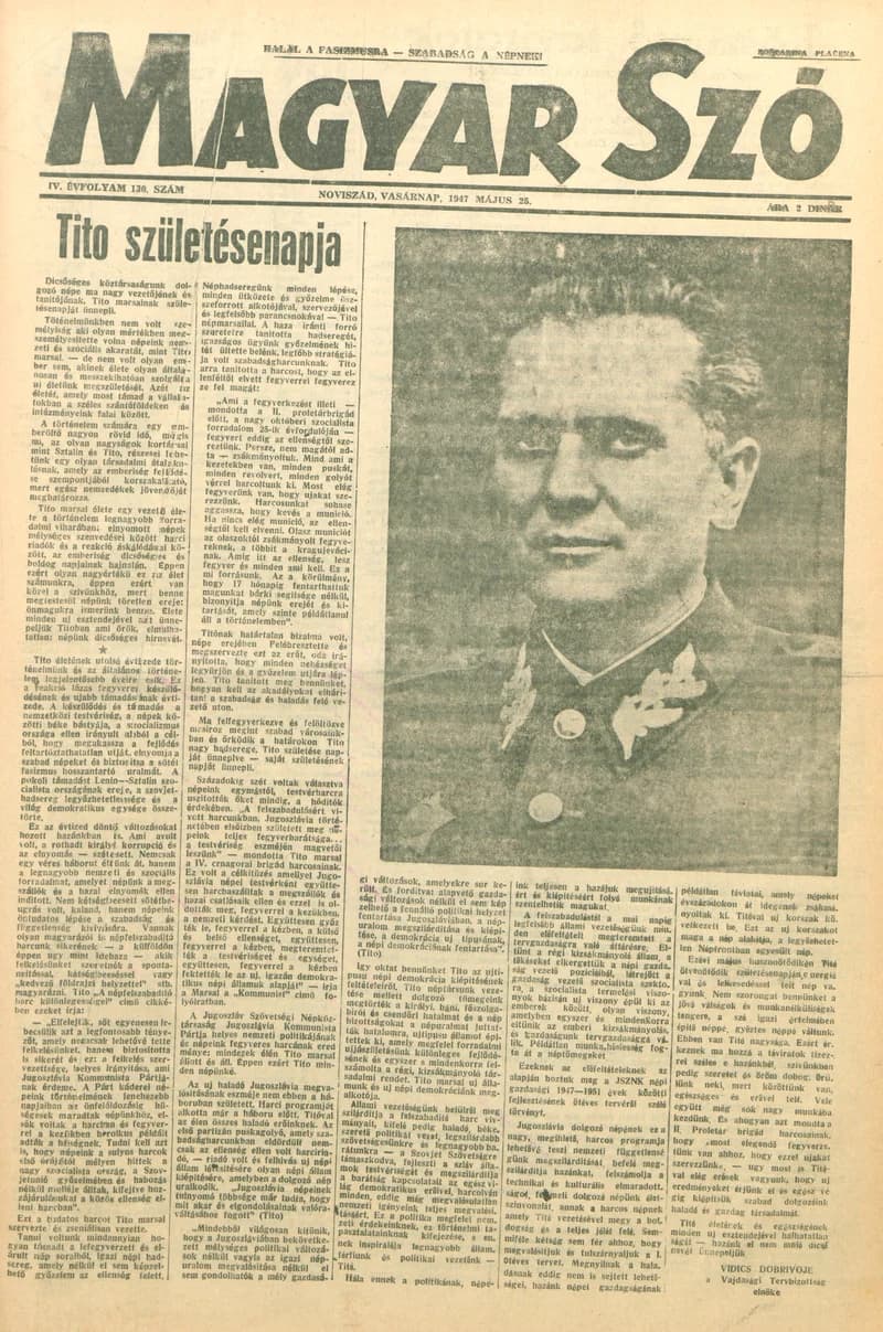 Magyar Szó, 4. évf. 1947. május 25. 130. sz. 1–8. oldal