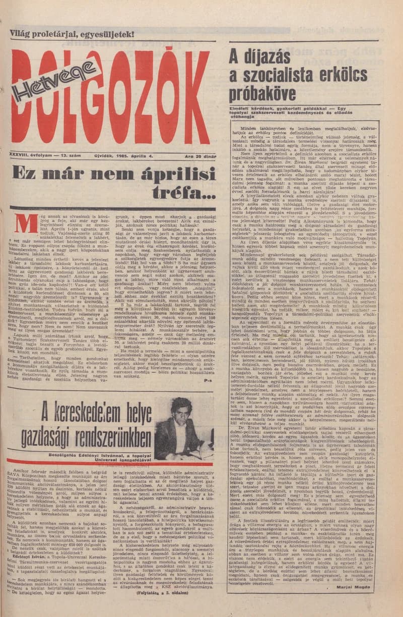 Dolgozók, 39. évf. 1985. április 4. 13. sz.