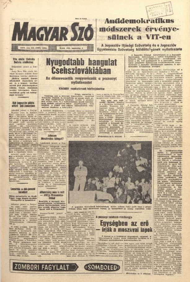 Magyar Szó, 25. évf. 1968. augusztus 6. 215. sz. 1–14. oldal