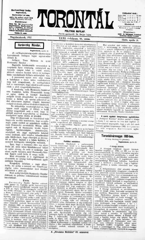 Torontál, 31. évf. 1902. április 21. 91. sz.