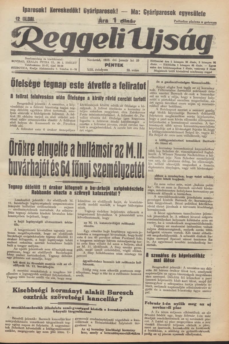 Reggeli Újság, 13. évf. 1932. január 29. 23. sz.