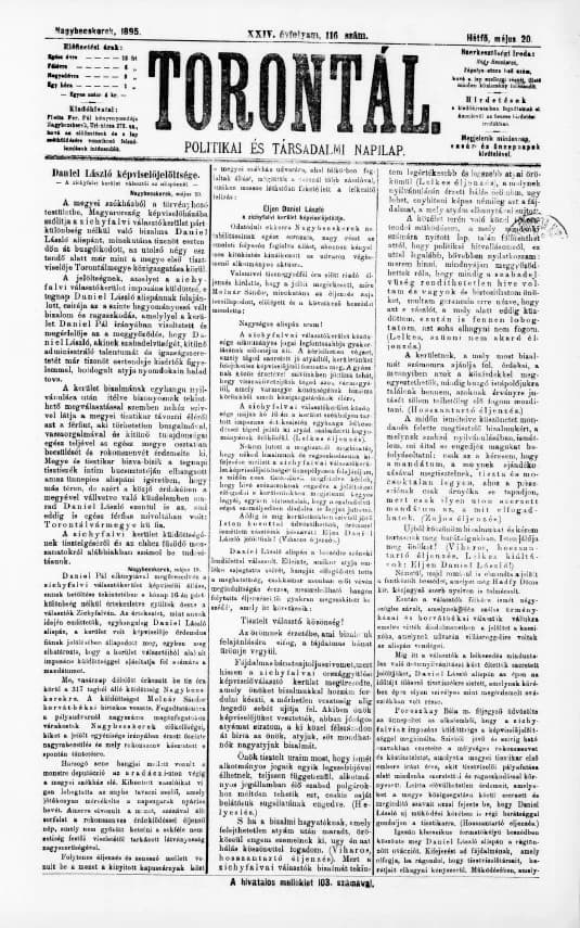 Torontál, 24. évf. 1895. május 20. 116. sz.