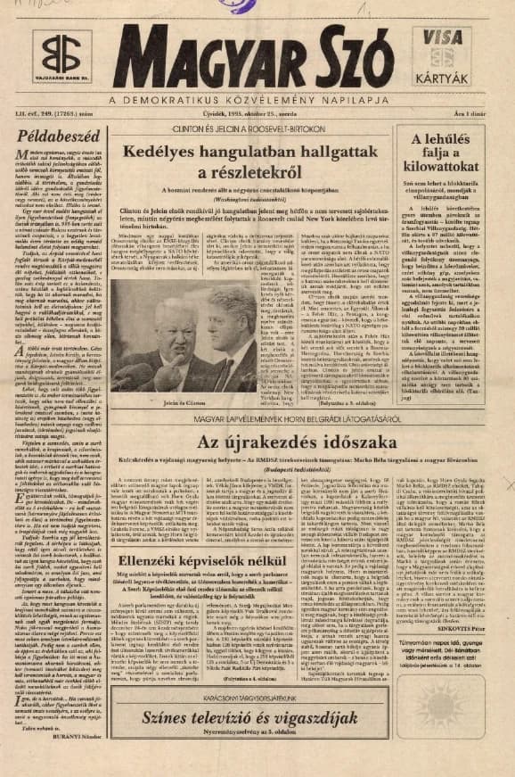 Magyar Szó, 52. évf. 1995. október 25. 249. sz. 1–16. oldal