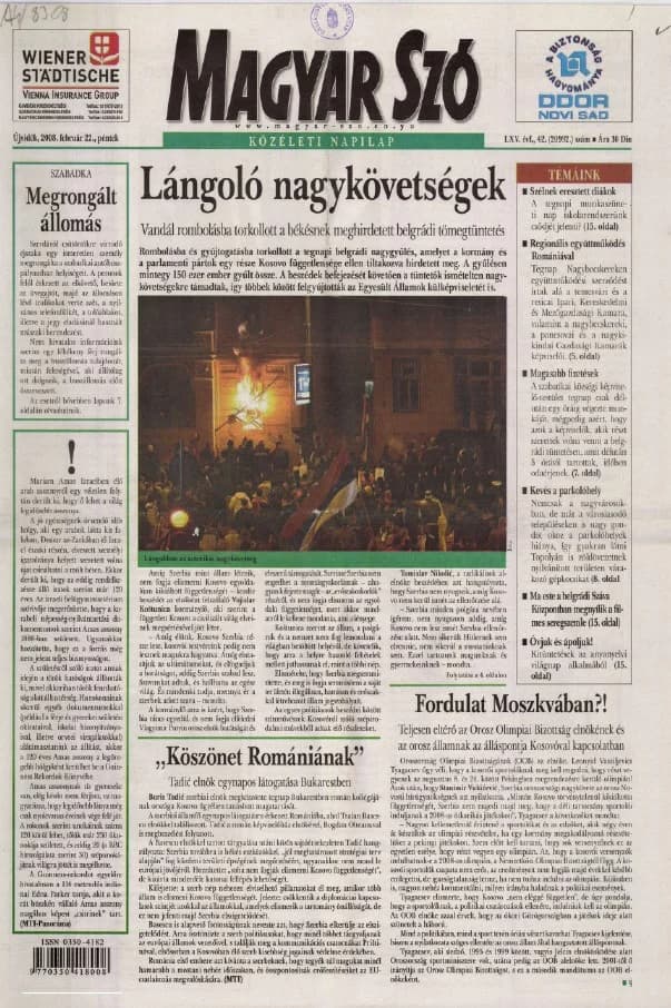 Magyar Szó, 65. évf. 2008. február 22. 42. sz. 1–20. oldal