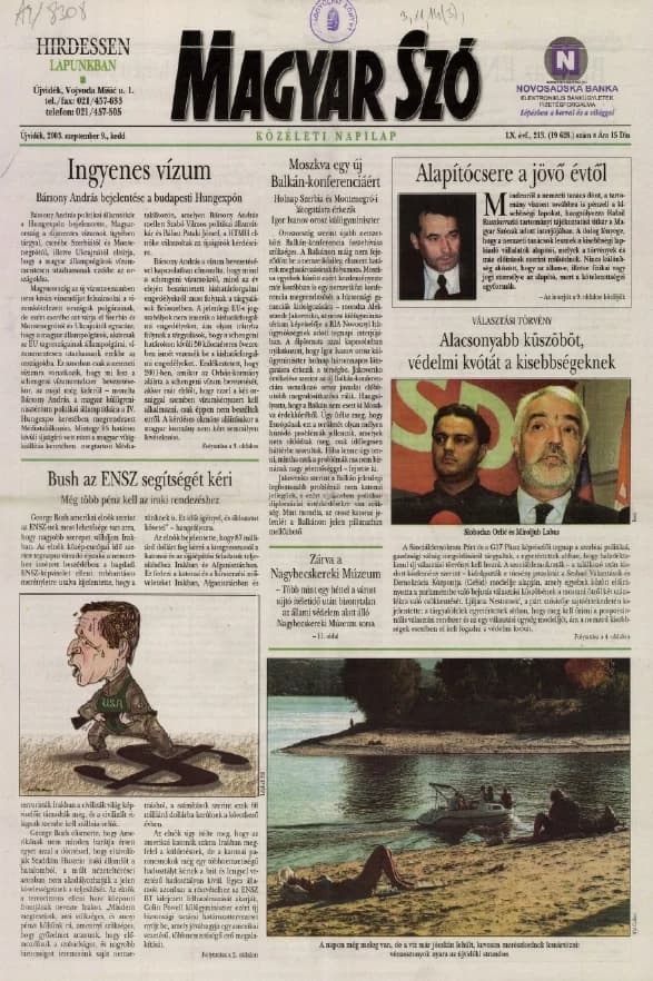 Magyar Szó, 60. évf. 2003. szeptember 9. 213. sz. 1–16. oldal