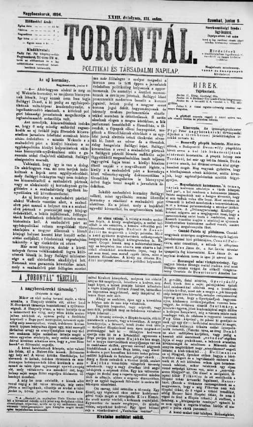 Torontál, 23. évf. 1894. június 9. 131. sz.