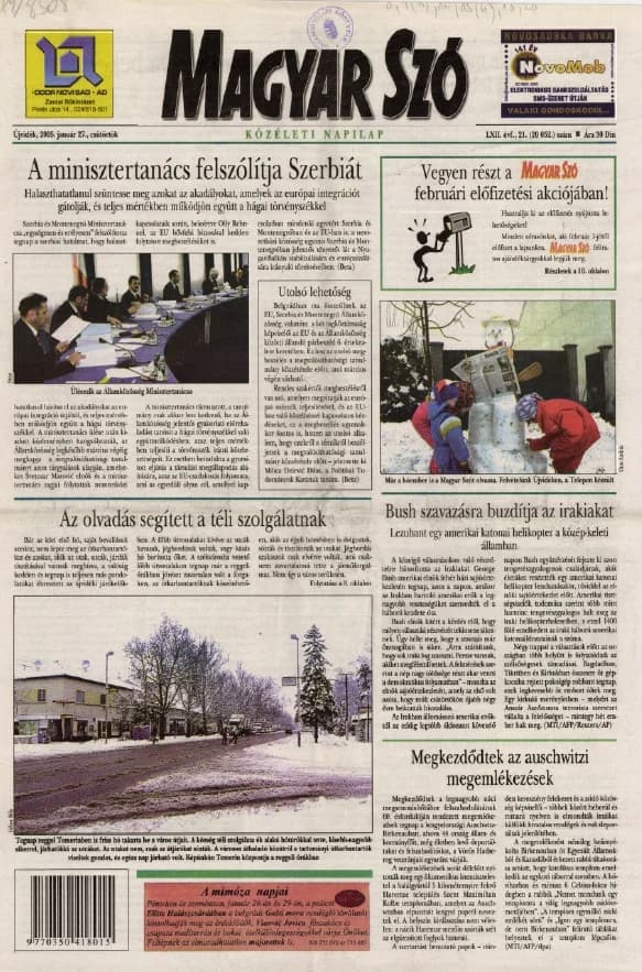 Magyar Szó, 62. évf. 2005. január 27. 21. sz. 1–20. oldal