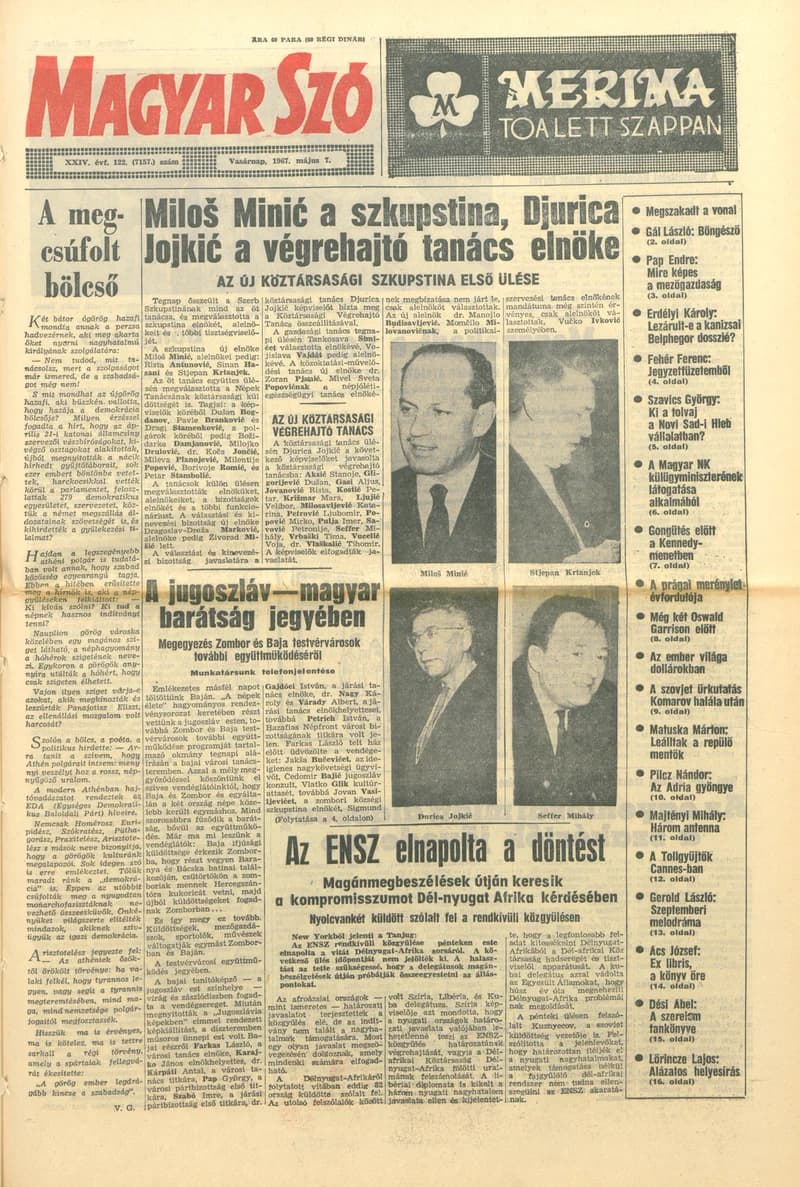 Magyar Szó, 24. évf. 1967. május 7. 122. sz. 1–24. oldal