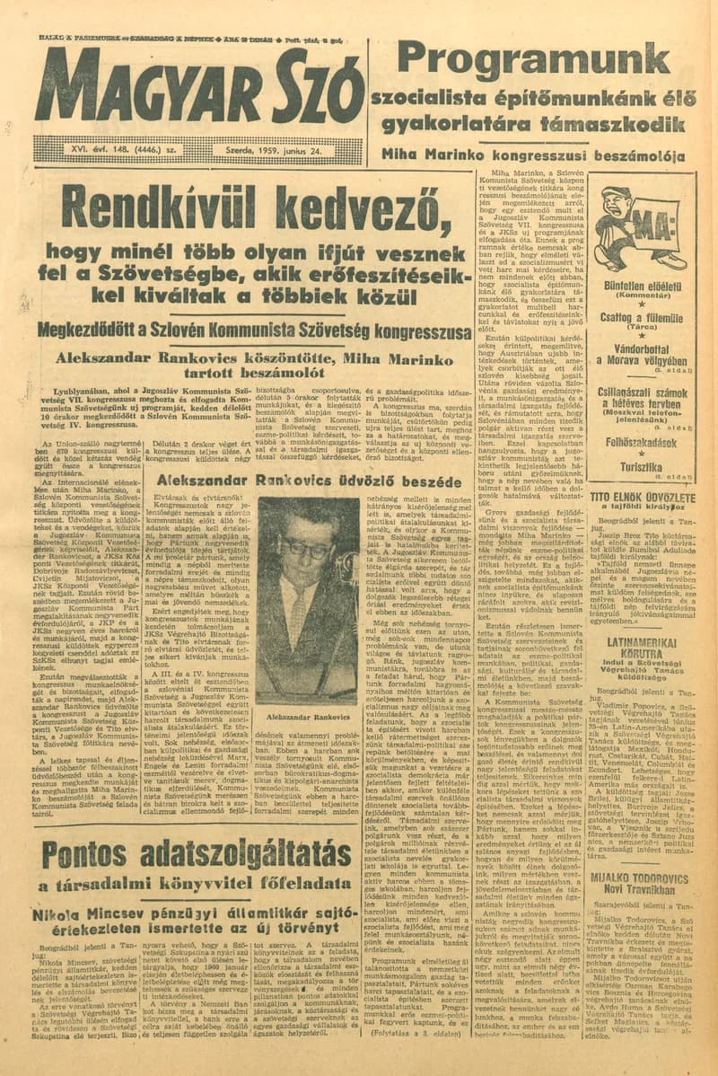 Magyar Szó, 16. évf. 1959. június 24. 148. sz. 1–22. oldal
