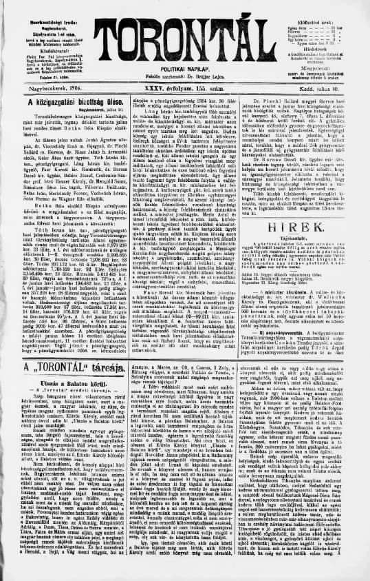 Torontál, 35. évf. 1906. július 10. 155. sz.