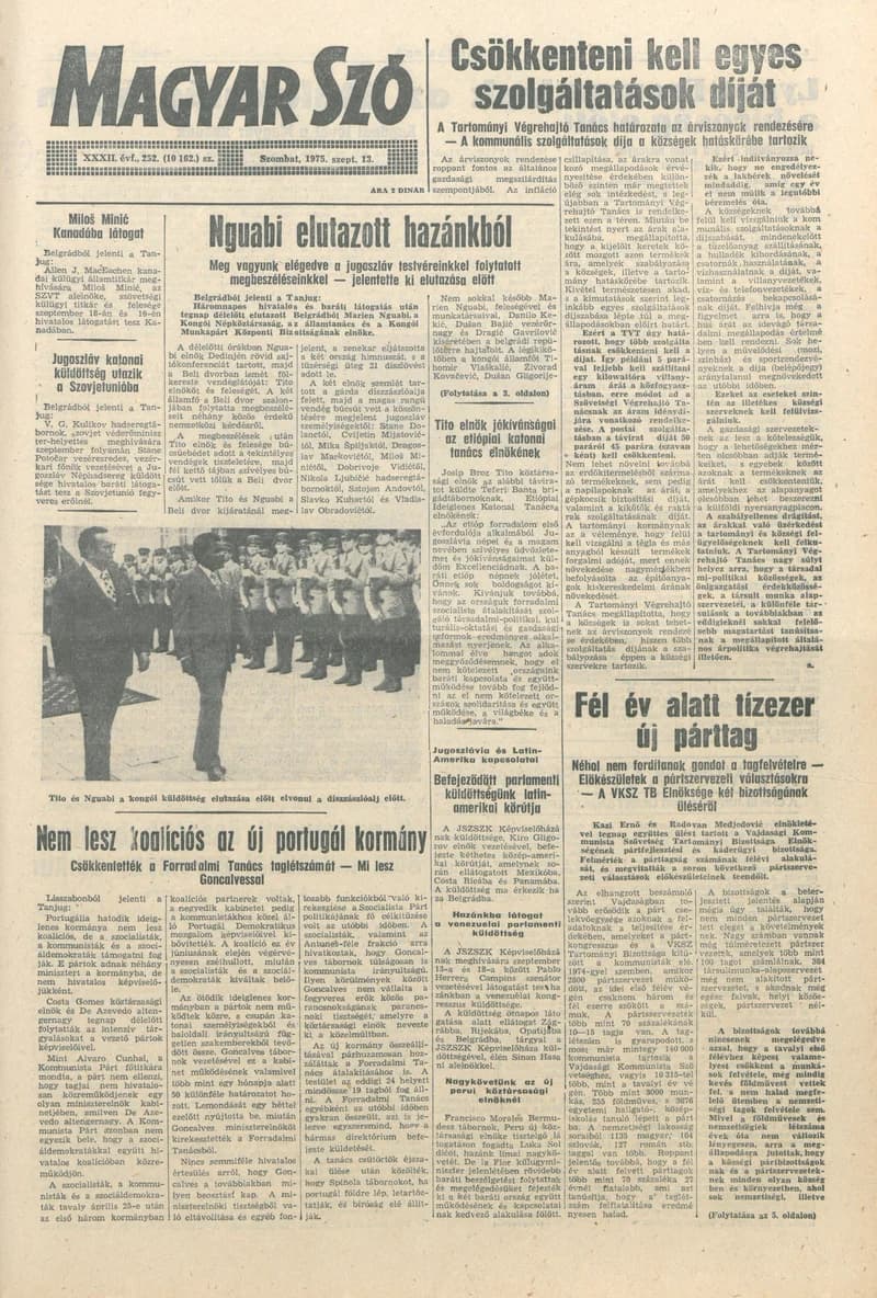 Magyar Szó, 32. évf. 1975. szeptember 13. 252. sz.
