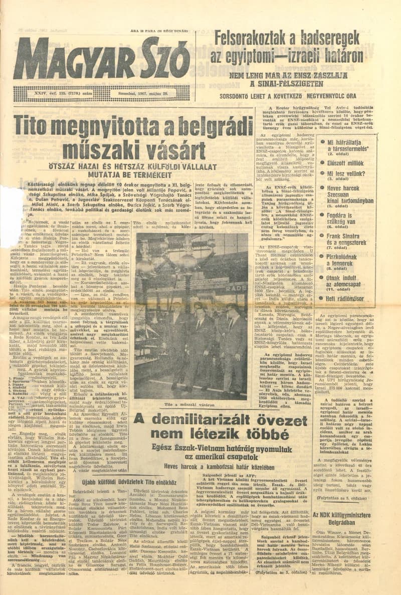 Magyar Szó, 24. évf. 1967. május 20. 135. sz. 1–12. oldal
