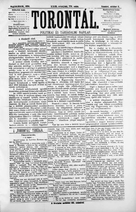Torontál, 23. évf. 1894. október 6. 229. sz.