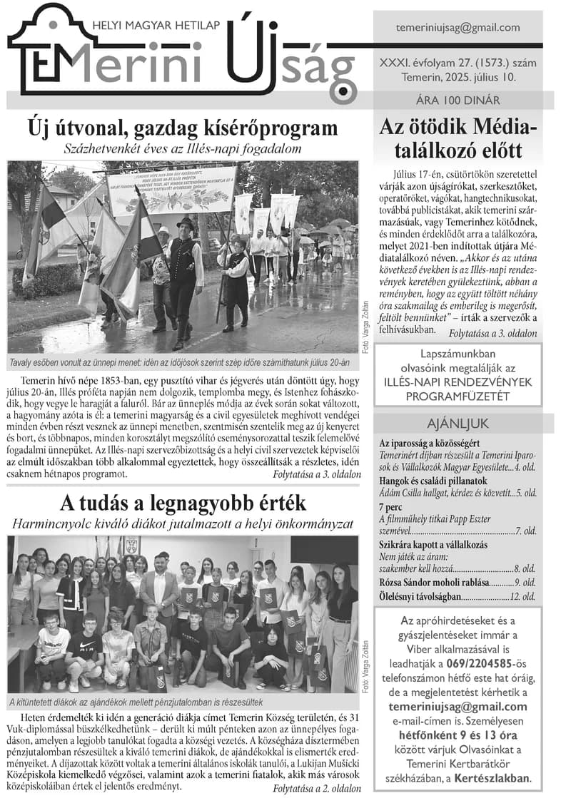 Temerini Újság, 31. évf. 2025. július 10. 27. sz.