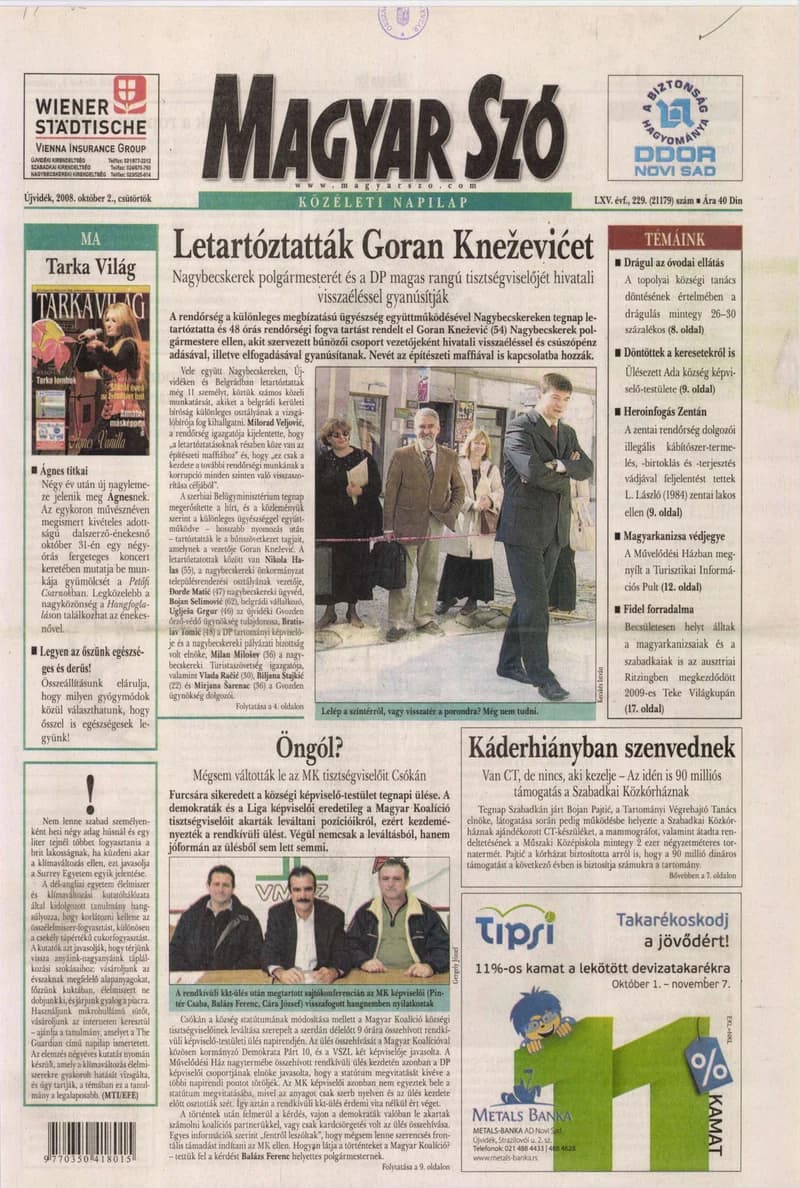 Magyar Szó, 65. évf. 2008. október 2. 229. sz. 1–20. oldal
