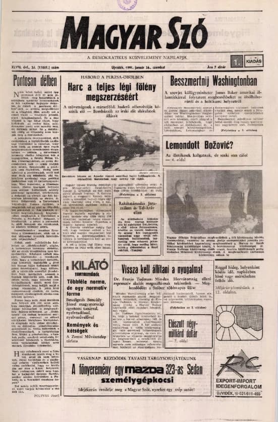 Magyar Szó, 48. évf. 1991. január 26. 24. sz. 1–24. oldal