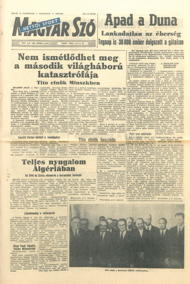 Magyar Szó, 22. évf. 1965. június 21. 168. sz. 1–14. oldal