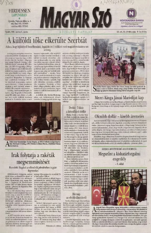 Magyar Szó, 60. évf. 2003. március 5. 53. sz. 1–16. oldal