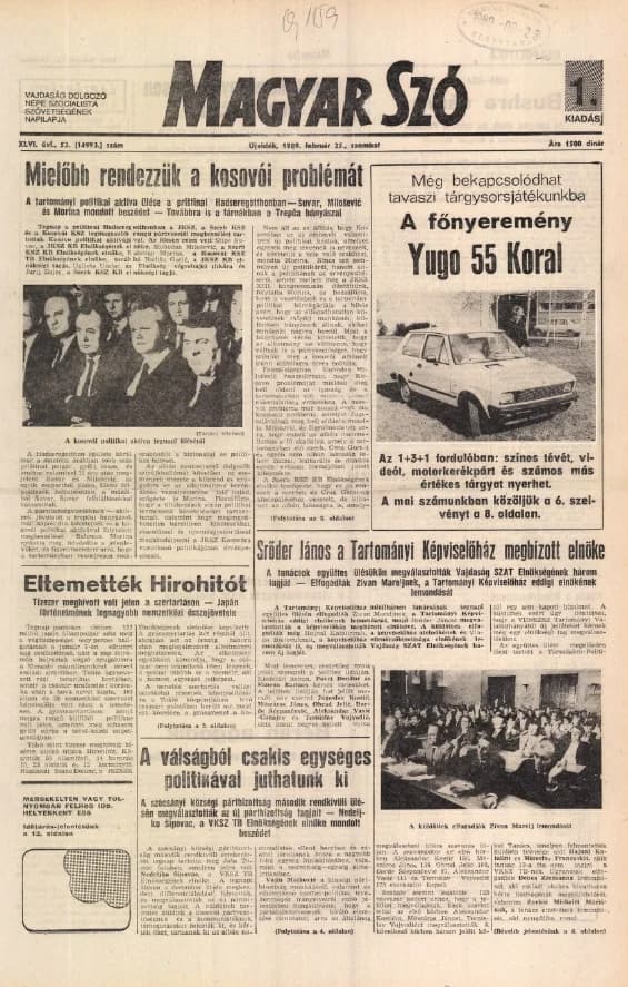 Magyar Szó, 46. évf. 1989. február 25. 53. sz. 1–24. oldal