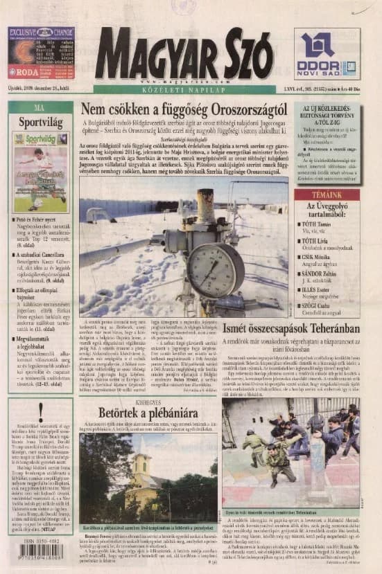 Magyar Szó, 66. évf. 2009. december 28. 303. sz. 1–16. oldal
