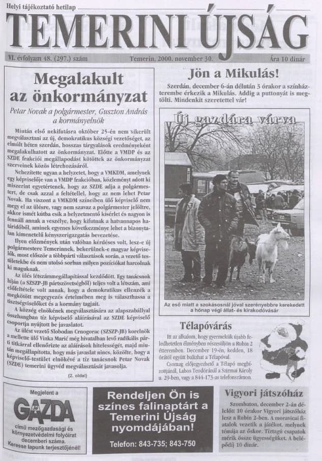Temerini Újság, 6. évf. 2000. november 30. 48. sz.