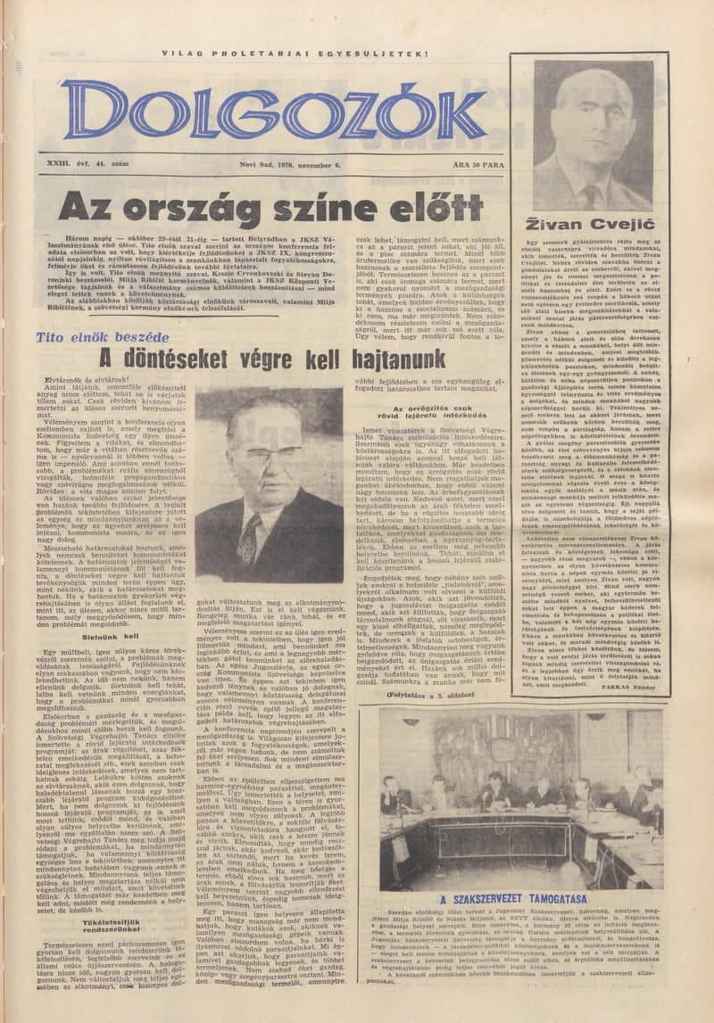 Dolgozók, 24. évf. 1970. november 6. 44. sz.