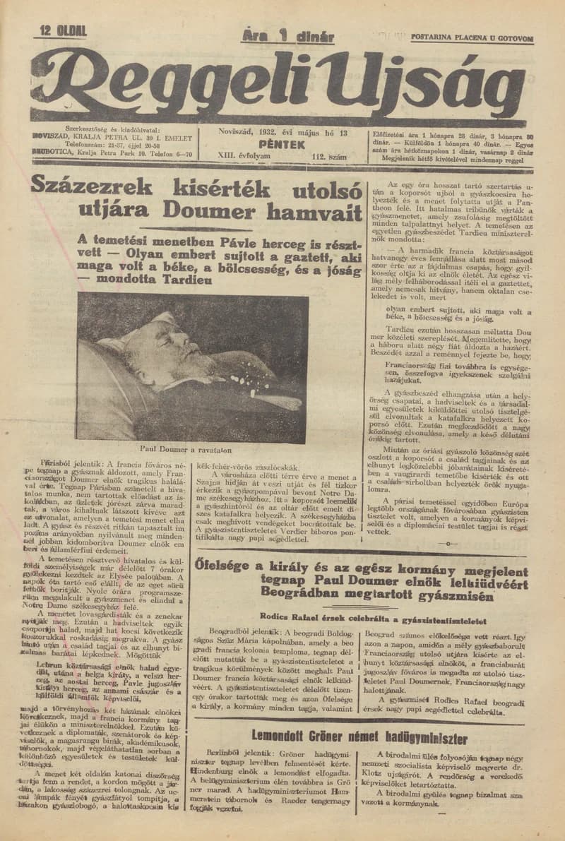 Reggeli Újság, 13. évf. 1932. május 13. 112. sz.
