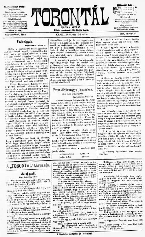 Torontál, 28. évf. 1899. február 14. 36. sz.