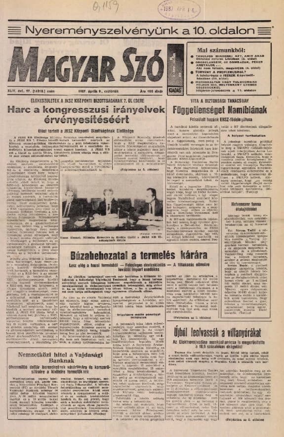 Magyar Szó, 44. évf. 1987. április 9. 97. sz. 1–20. oldal