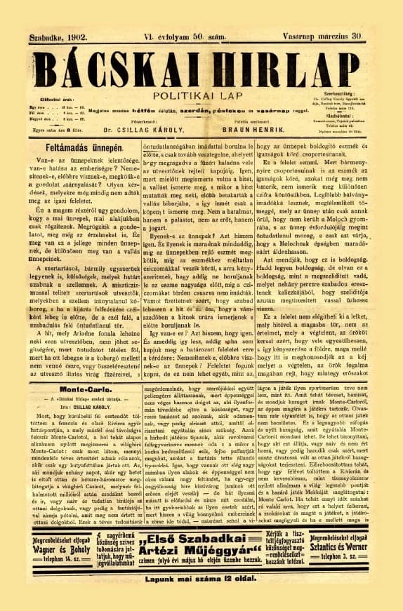 Bácskai Hirlap, 6. évf. 1902. március 30. 50. sz.